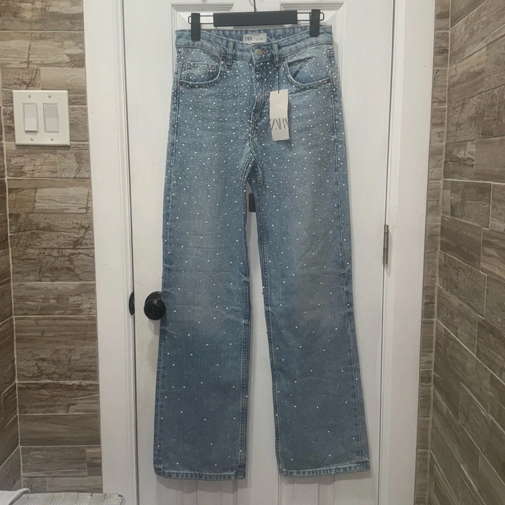 Zara Blue Straight Leg Jeans Timeless Style - Picture 1 of 5